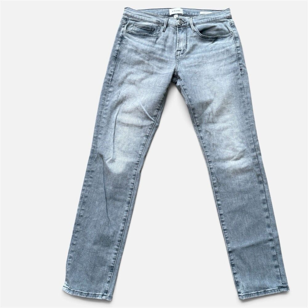 FRAME L'Homme Skinny Jeans Mens 31x33 Light Wash Denim Blue LMH1786 USA